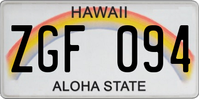 HI license plate ZGF094