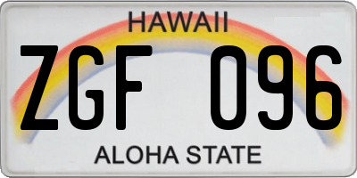 HI license plate ZGF096