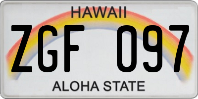 HI license plate ZGF097