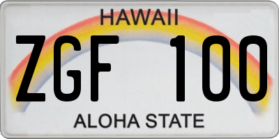 HI license plate ZGF100