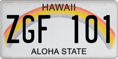 HI license plate ZGF101