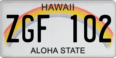 HI license plate ZGF102