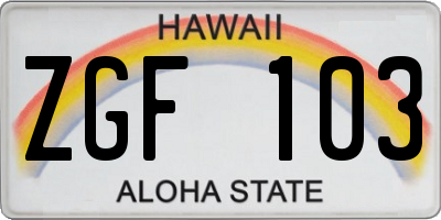 HI license plate ZGF103