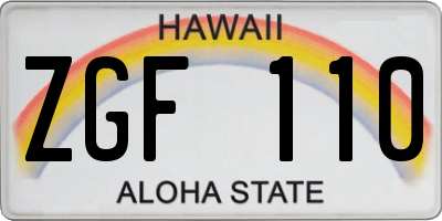HI license plate ZGF110