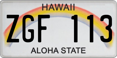 HI license plate ZGF113