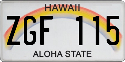 HI license plate ZGF115