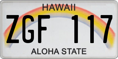 HI license plate ZGF117