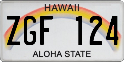 HI license plate ZGF124
