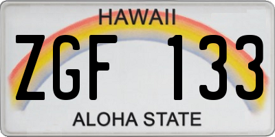 HI license plate ZGF133