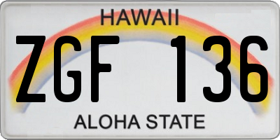 HI license plate ZGF136