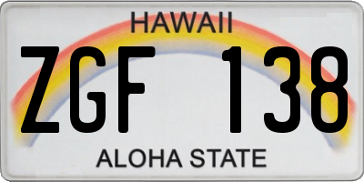 HI license plate ZGF138