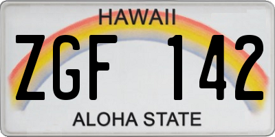 HI license plate ZGF142