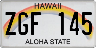 HI license plate ZGF145
