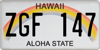 HI license plate ZGF147