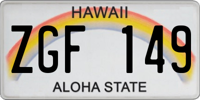 HI license plate ZGF149