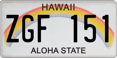 HI license plate ZGF151