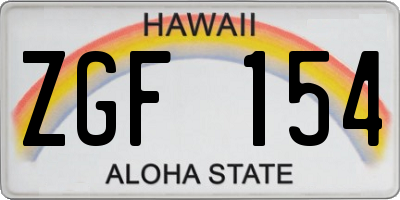 HI license plate ZGF154