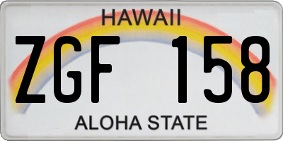 HI license plate ZGF158