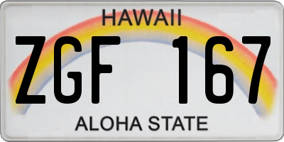 HI license plate ZGF167