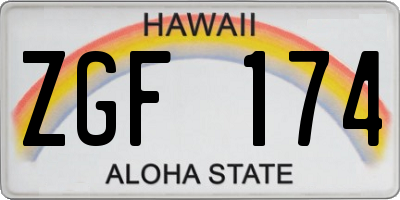 HI license plate ZGF174