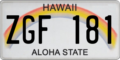 HI license plate ZGF181