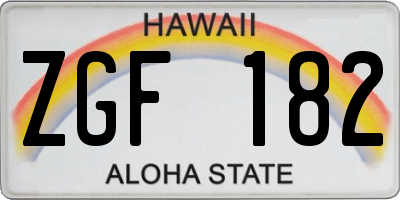 HI license plate ZGF182