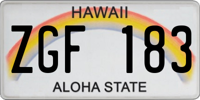 HI license plate ZGF183
