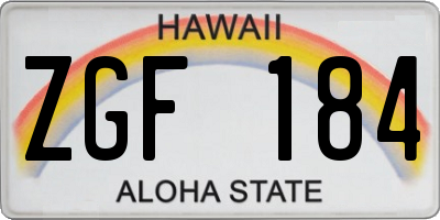HI license plate ZGF184