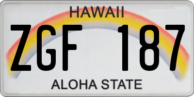 HI license plate ZGF187