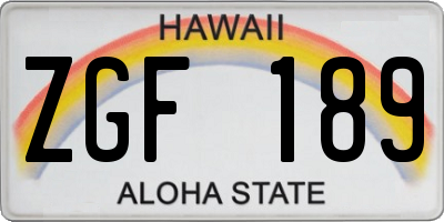 HI license plate ZGF189