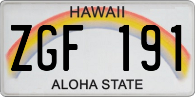 HI license plate ZGF191