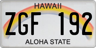 HI license plate ZGF192