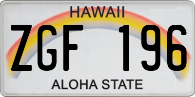 HI license plate ZGF196