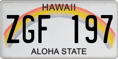 HI license plate ZGF197