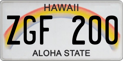 HI license plate ZGF200