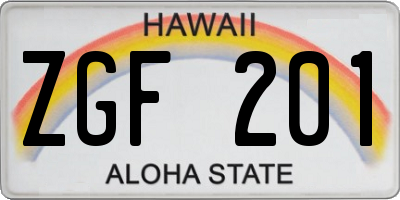 HI license plate ZGF201