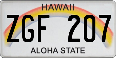 HI license plate ZGF207