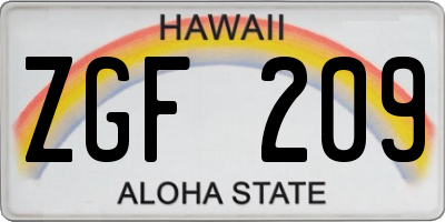 HI license plate ZGF209