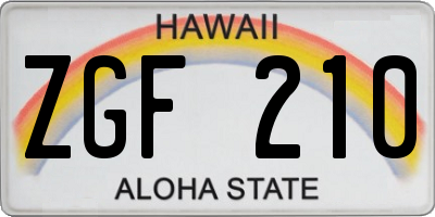 HI license plate ZGF210