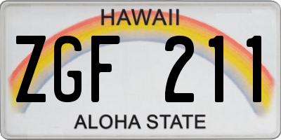 HI license plate ZGF211