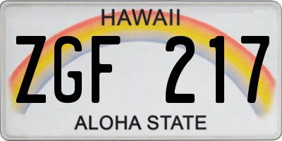HI license plate ZGF217