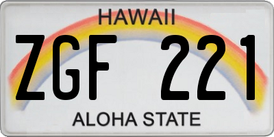 HI license plate ZGF221