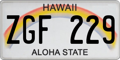 HI license plate ZGF229