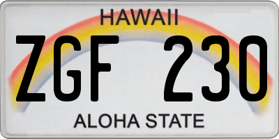 HI license plate ZGF230
