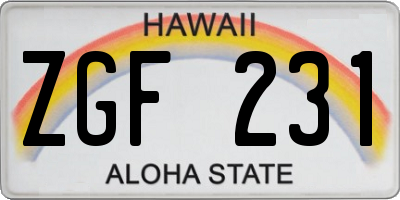 HI license plate ZGF231