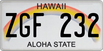 HI license plate ZGF232