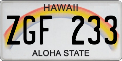 HI license plate ZGF233