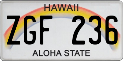 HI license plate ZGF236