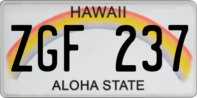 HI license plate ZGF237