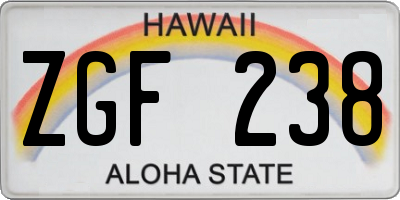HI license plate ZGF238